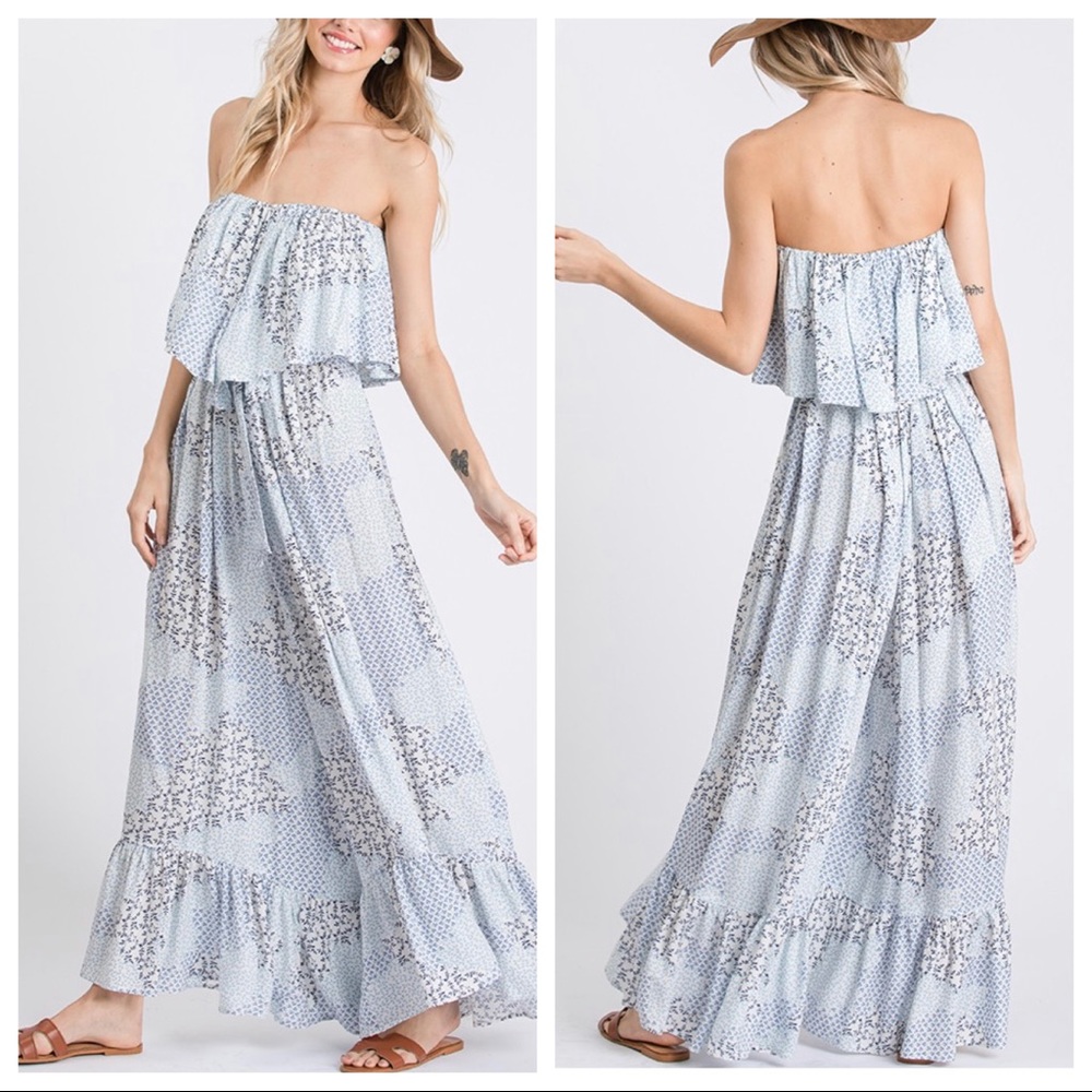 FLORAL PRINT FLOUNCE OFF THE SHOULDER JUMPSUIT - Picture 5 of 9